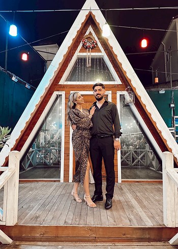 Kahverengi Leopar Desenli Uzun Bohem Elbise - Görsel 4