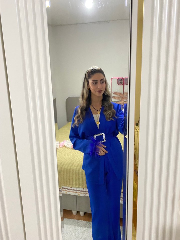 Mavi Kadın Midi Takım Elbise - Görsel 2