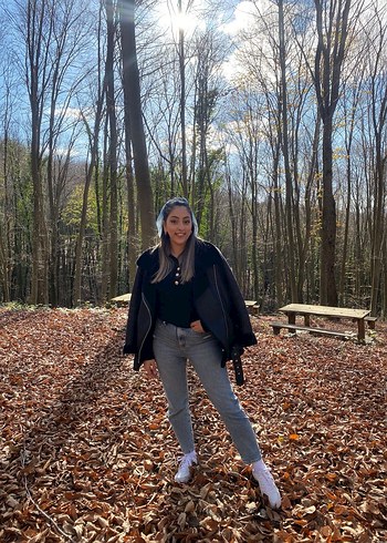 Kürk Detaylı Siyah Deri Kadın Ceket - Görsel 3