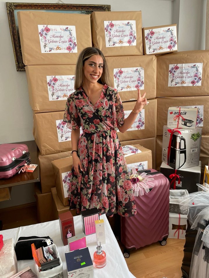 Pembe Çiçek Desenli Bohem Uzun Elbise - Görsel 3