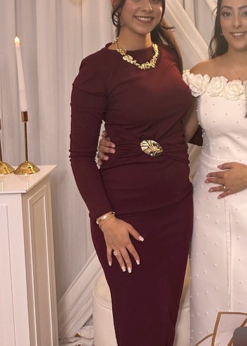 Bordo elbise - Görsel 3