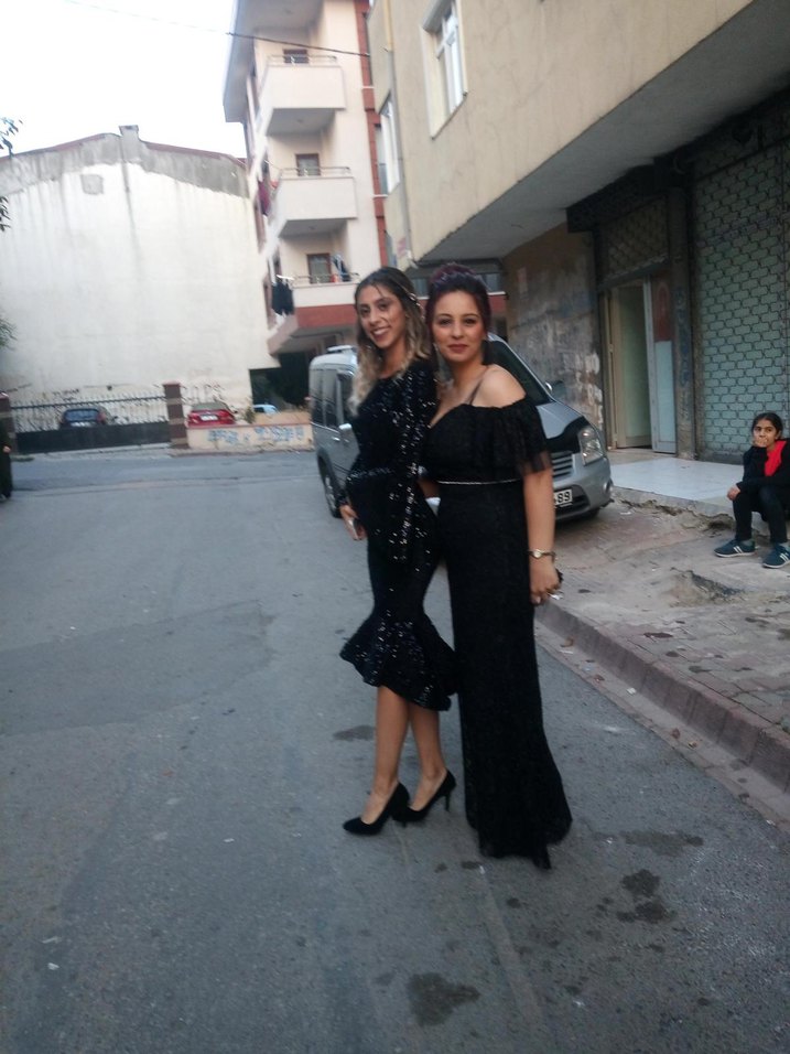 Siyah Payetli Uzun Kollu Kadın Abiye Elbise - Görsel 5