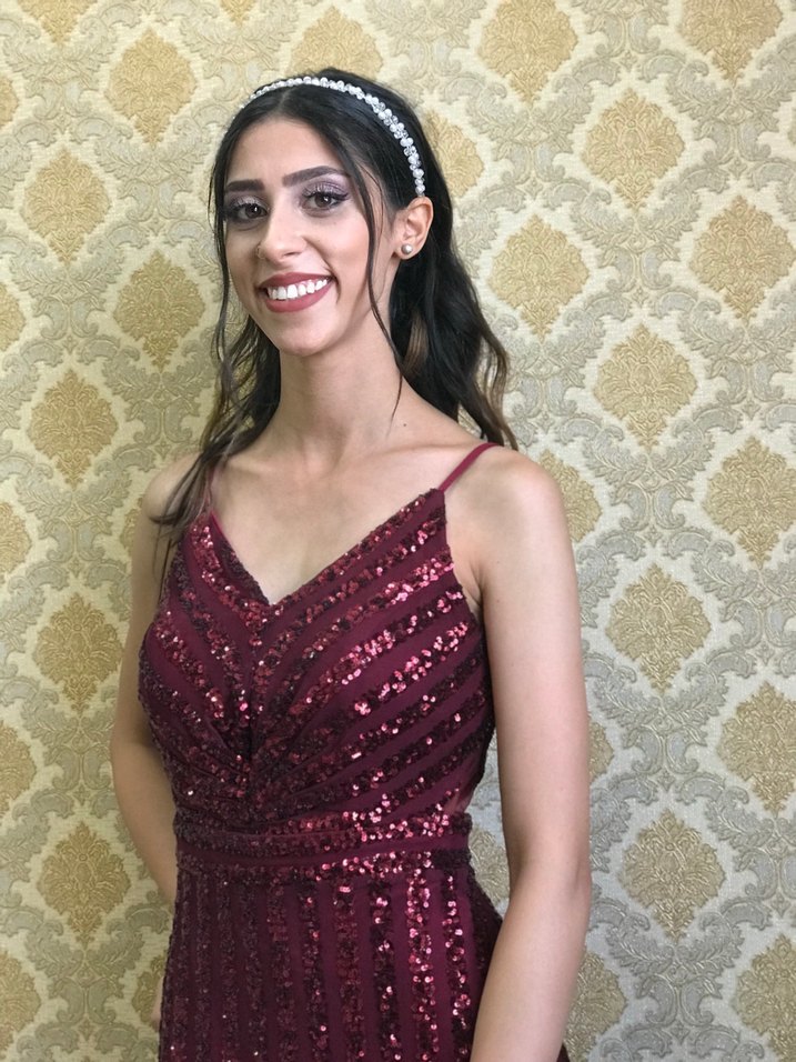 Parlak Bordo Yılan Desenli Uzun Abiye Elbise - Görsel 3