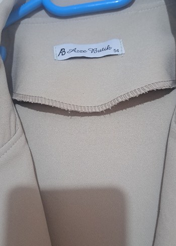 Bej Uzun Kadın ceket pantolon takim Düğmeli - Görsel 3