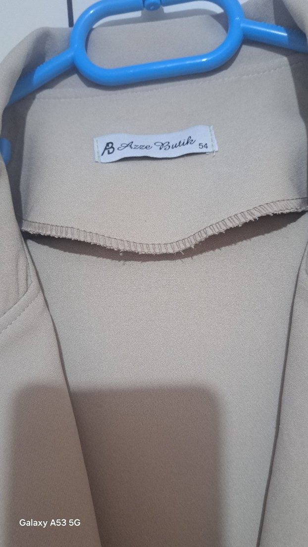 Bej Uzun Kadın ceket pantolon takim Düğmeli - Görsel 3