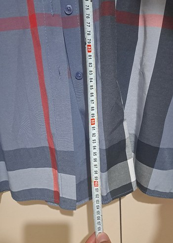 Gri Ekose Düğmeli Uzun Kollu Kadın Gömlek - Görsel 5