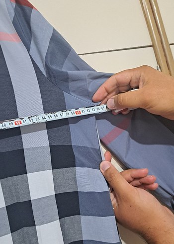 Gri Ekose Düğmeli Uzun Kollu Kadın Gömlek - Görsel 6