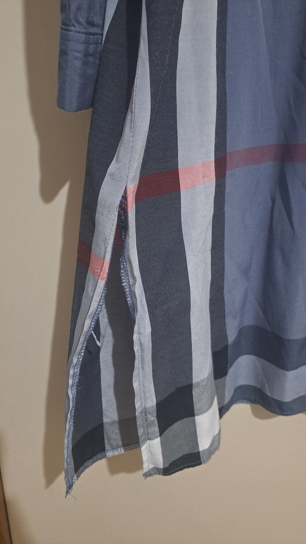 Gri Ekose Düğmeli Uzun Kollu Kadın Gömlek - Görsel 3