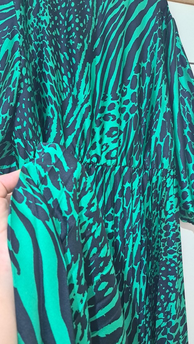 Zebra Desenli Uzun Pilili Kadın Elbise - Görsel 3