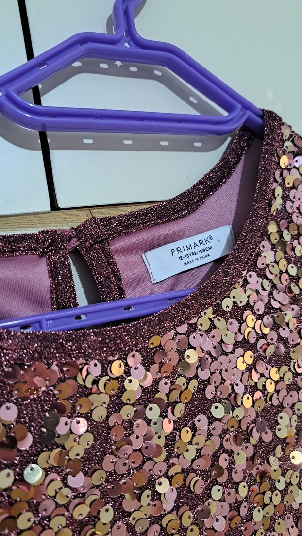 Parlak Mor Midi Payetli çocuk Elbise - Görsel 3