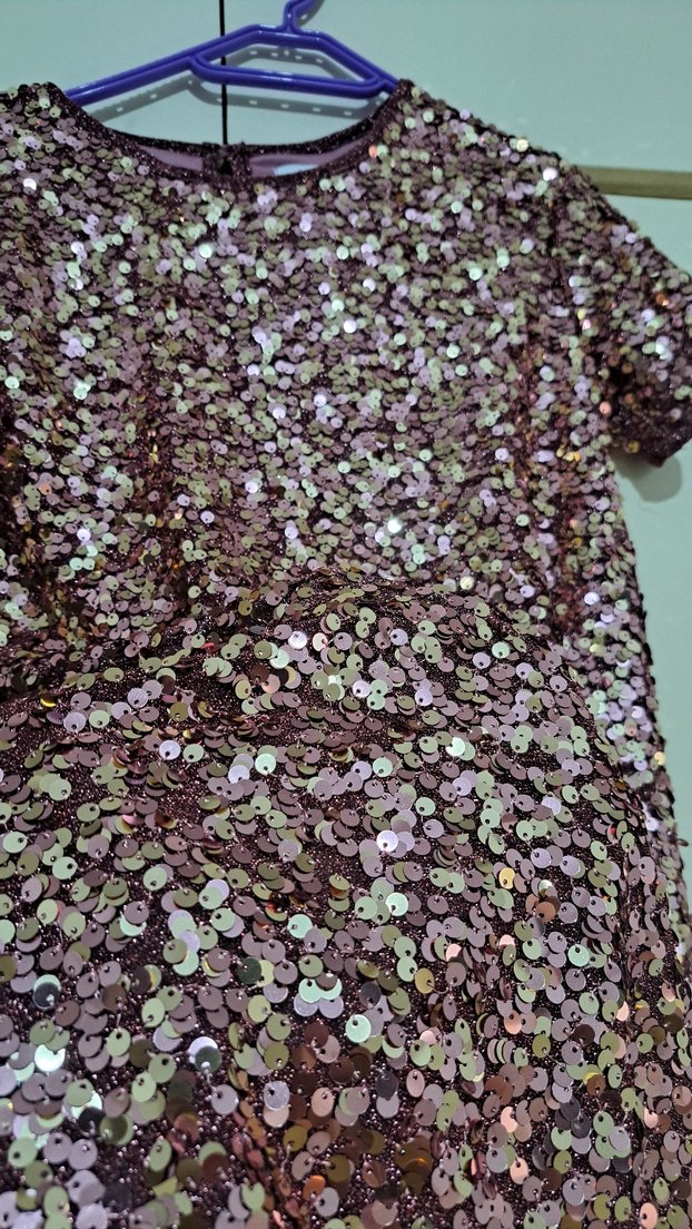 Parlak Mor Midi Payetli çocuk Elbise - Görsel 4