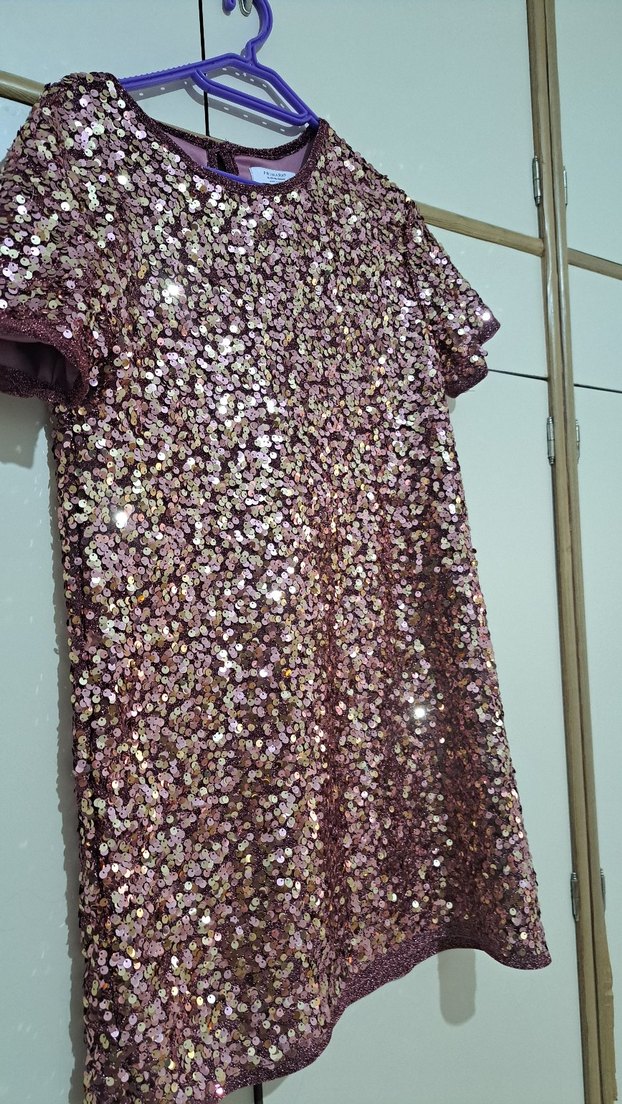 Parlak Mor Midi Payetli çocuk Elbise - Görsel 2