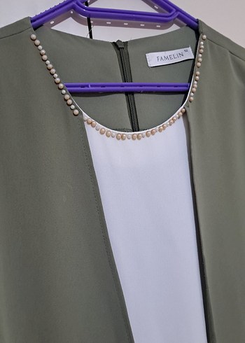 Nakış Detaylı Uzun Haki Kadın icli ceket - Görsel 5