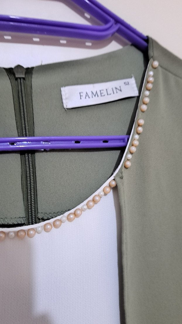 Nakış Detaylı Uzun Haki Kadın icli ceket - Görsel 4