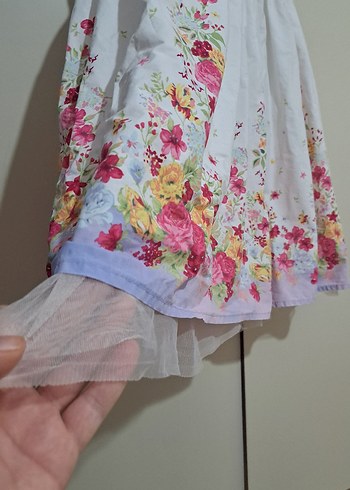 çiçekli Beyaz Kız Çocuk Elbise 12  13 yas - Görsel 2