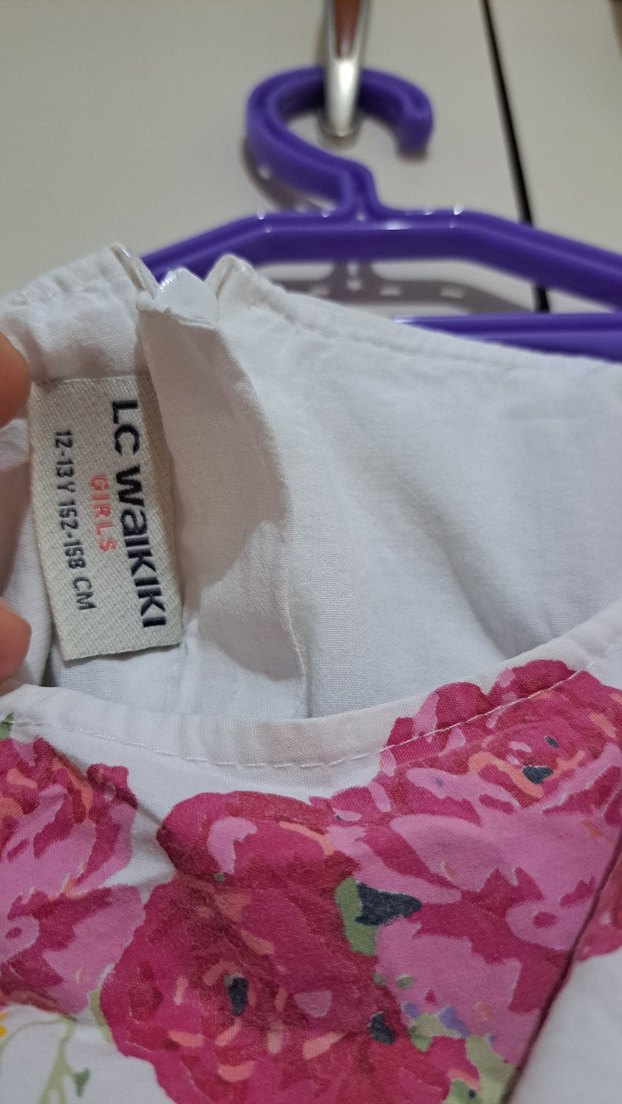 çiçekli Beyaz Kız Çocuk Elbise 12  13 yas - Görsel 3