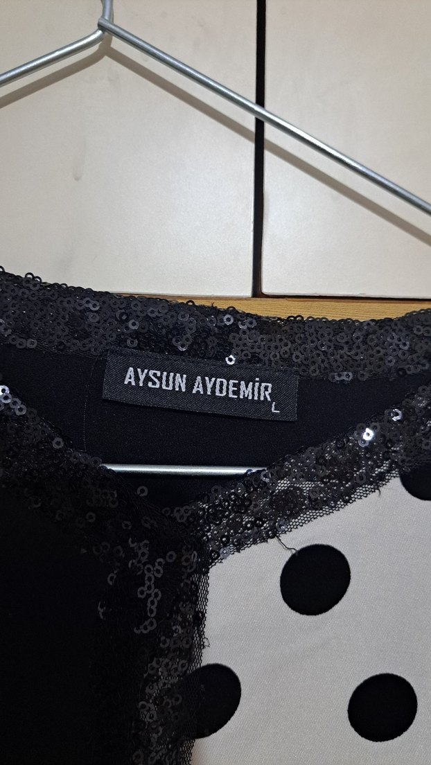 Uzun Kollu Siyah Puantiyeli Uzun abaya - Görsel 3