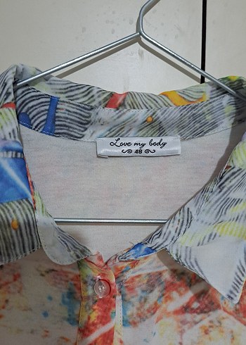 Uzun Kollu Desenli Kadın Gömlek - Görsel 5