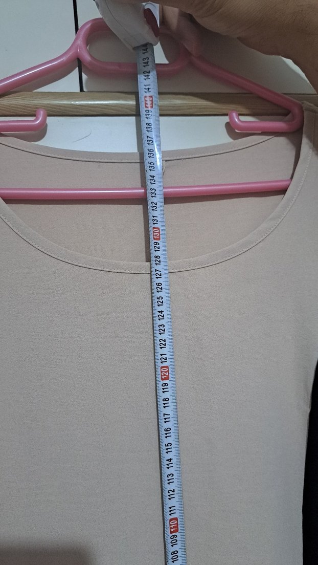 Kadın Bej Siyah Uzun Kollu Salaş Tunik - Görsel 4