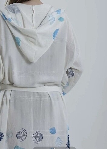 organik naturel pamuklu kumaş şık ve zarif peştemal bornoz - Görsel 3