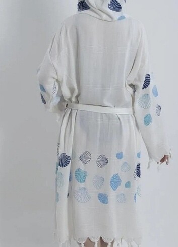 organik naturel pamuklu kumaş şık ve zarif peştemal bornoz - Görsel 4