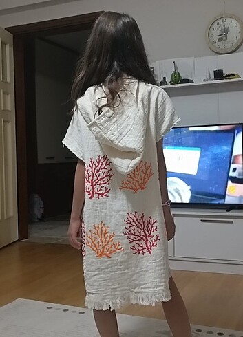 naturel organik müslin kumaş çocuk panço - Görsel 6