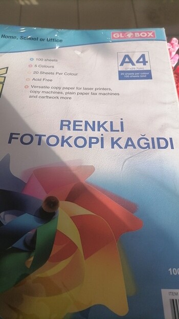 Renkli fotokopi kağıdı 100 sayfa