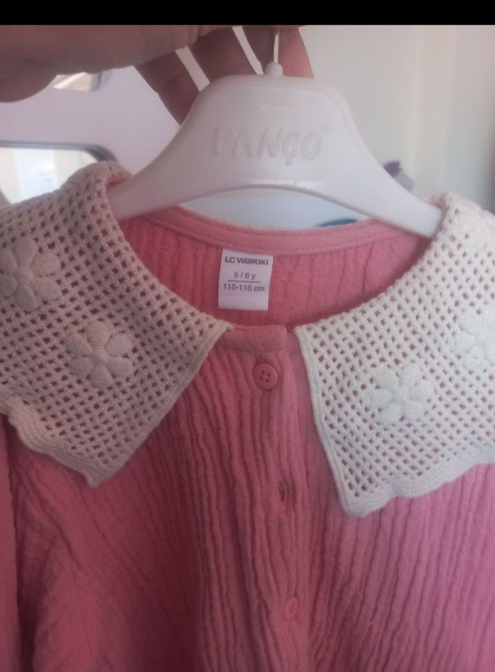 Nakışlı Örgü Pembe Uzun Kollu Kız Bluzu - Görsel 3