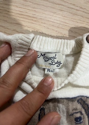 Nakışlı Beyaz Erkek Çocuk Triko Kazak - Görsel 3