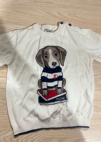 Nakışlı Beyaz Erkek Çocuk Triko Kazak - Görsel 2