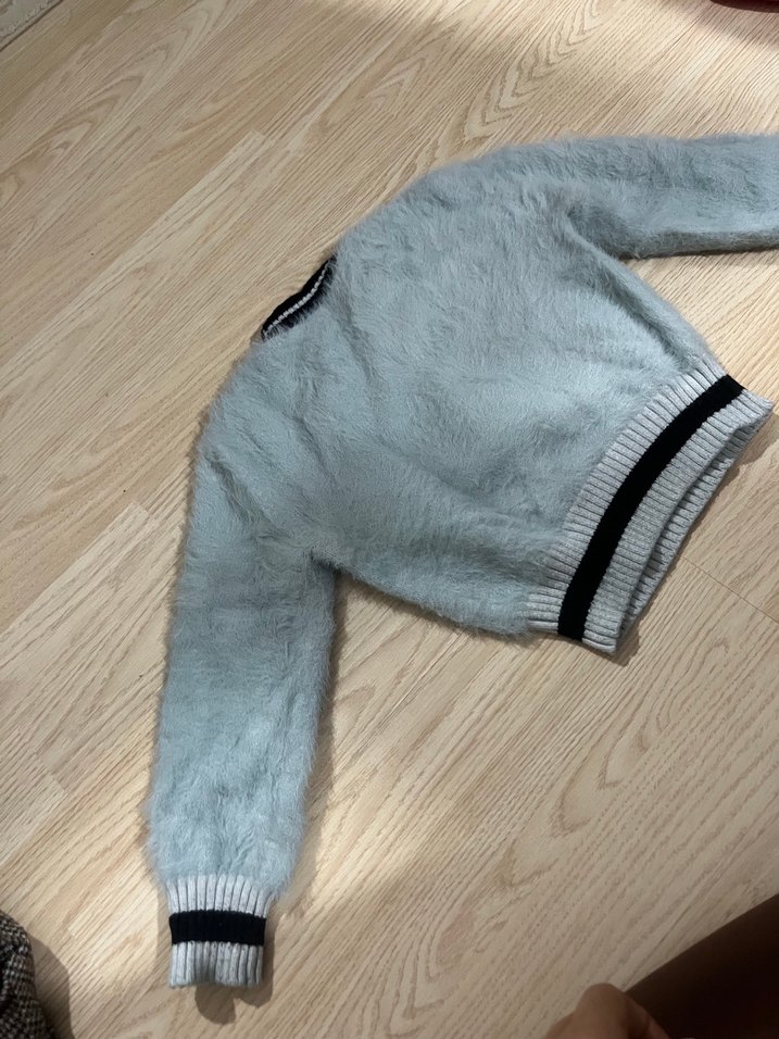 Gri kız çocuk Peluş Detaylı Salaş Sweatshirt - Görsel 3