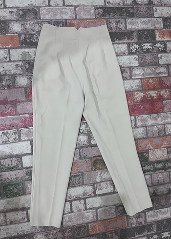 Kadın Bej Kumaş Pantolon, Normal Boy, Regular Fit - Görsel 3