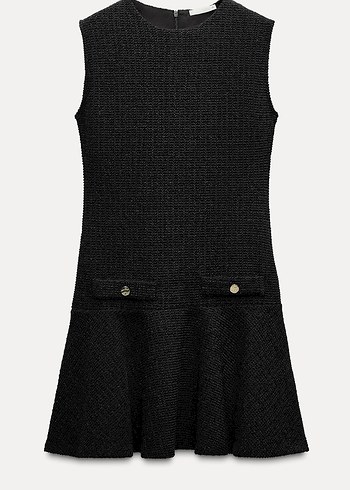 Zara Zara Siyah Kolsuz Midi Elbise