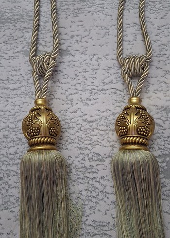 İşlemeli Bohem Perde Bağı Gold - Görsel 3