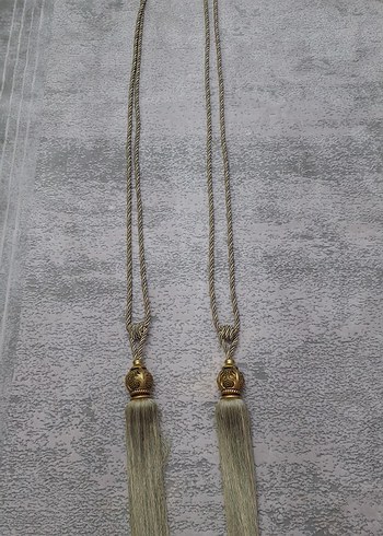 İşlemeli Bohem Perde Bağı Gold - Görsel 2