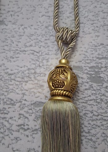 İşlemeli Bohem Perde Bağı Gold - Görsel 6