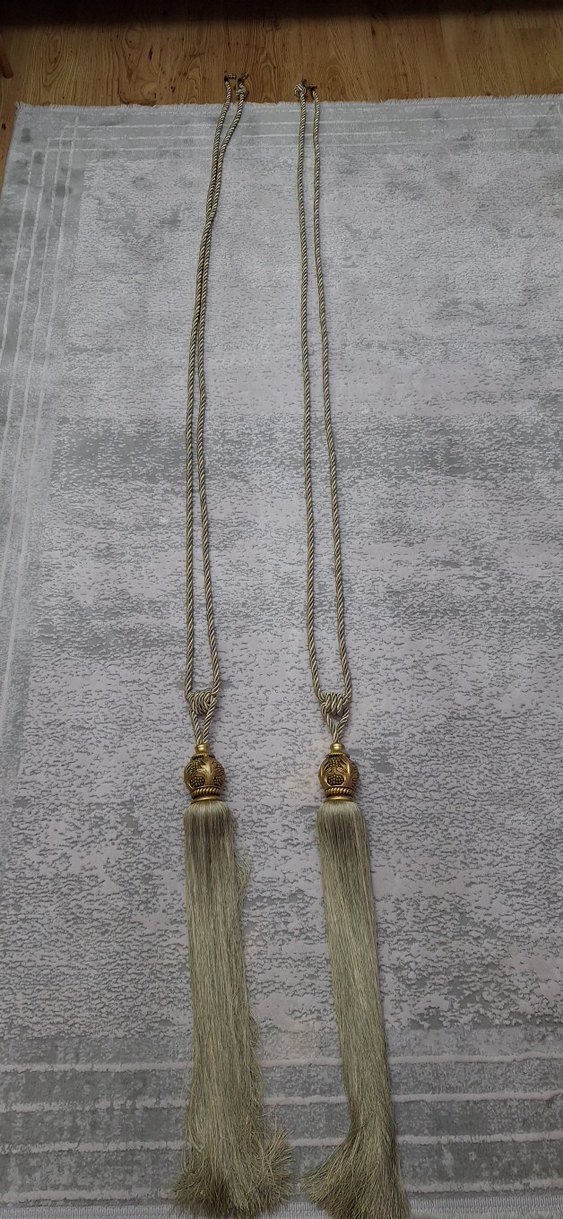 İşlemeli Bohem Perde Bağı Gold - Görsel 2