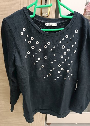 zımba detay Siyah Kadın Sweatshirt