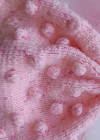 Pembe Nakışlı Örgü Çocuk Bere - Görsel 3