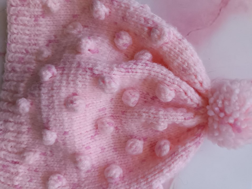 Pembe Nakışlı Örgü Çocuk Bere - Görsel 3