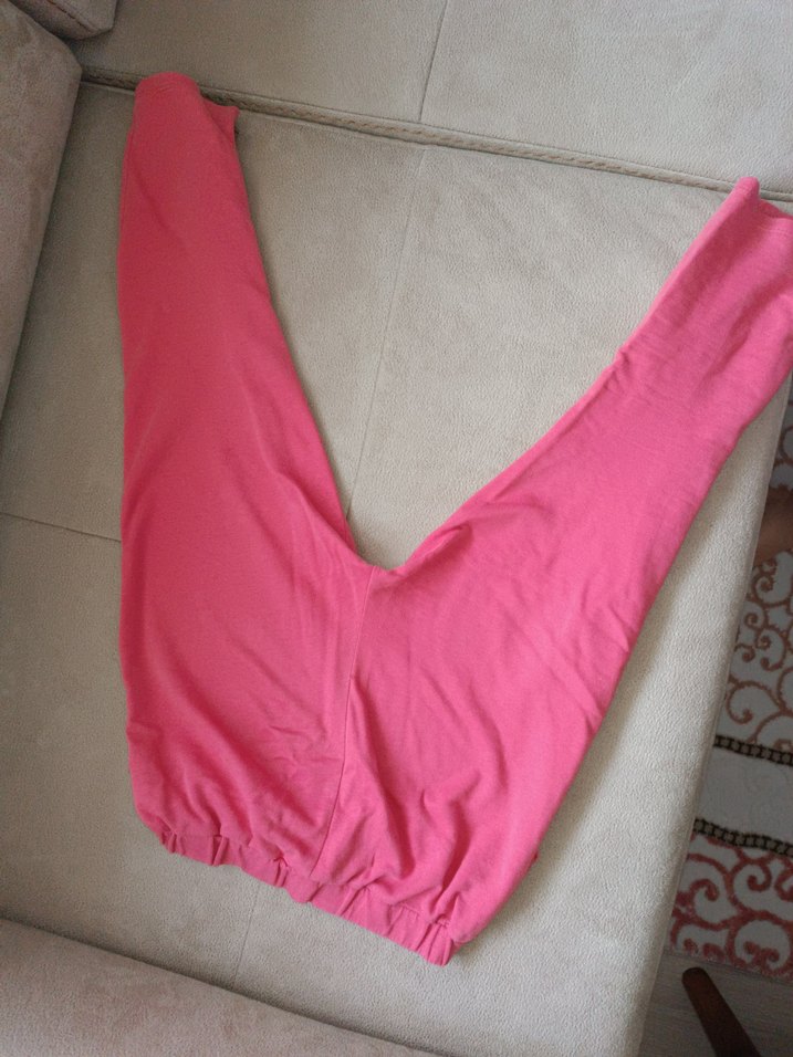 Kız Çocuk Pembe Keten Volanlı Bol Pantolon - Görsel 3