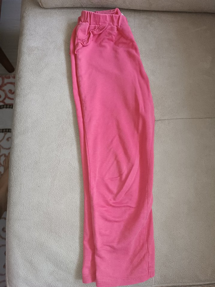 Kız Çocuk Pembe Keten Volanlı Bol Pantolon - Görsel 2