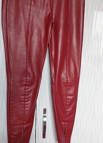 s Beden bordo Renk Zara deri pantolon