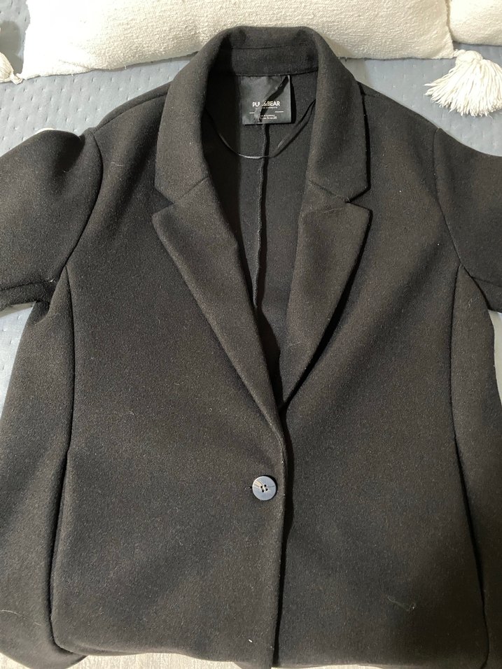 Düğmeli Siyah Midi  Kaban - Görsel 2