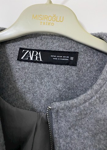 Gri Fermuarlı Mini Kadın Mont - Görsel 2