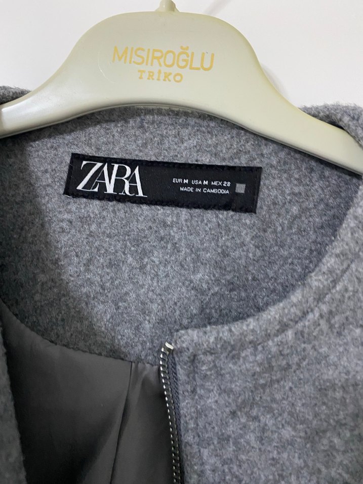 Gri Fermuarlı Mini Kadın Mont - Görsel 2