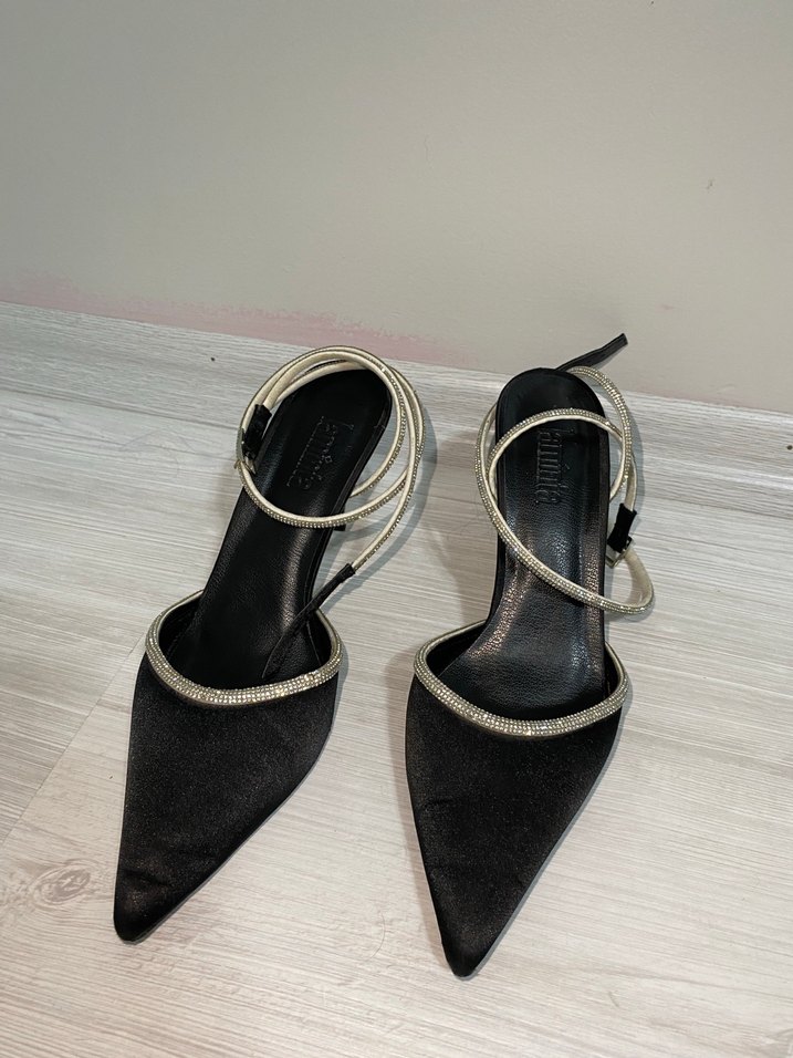 Siyah Parlak Stiletto Kadın Topuklu Ayakkabı - Görsel 2