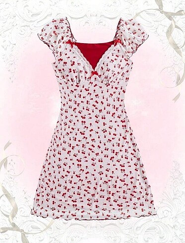 Coquette lolita kirazli elbise