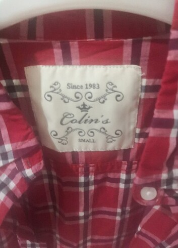 s Beden Colins marka ekose kırmızı pamuk gömlek 