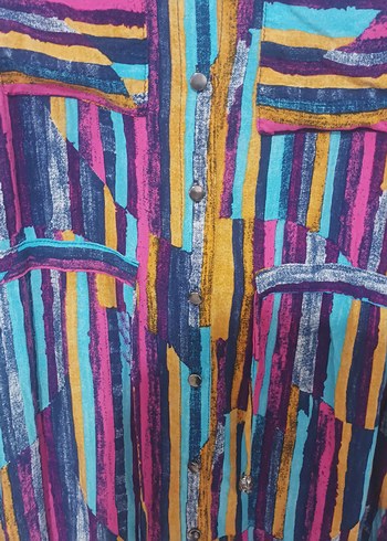 Renkli Bohem Uzun Kollu Gömlek - Görsel 3